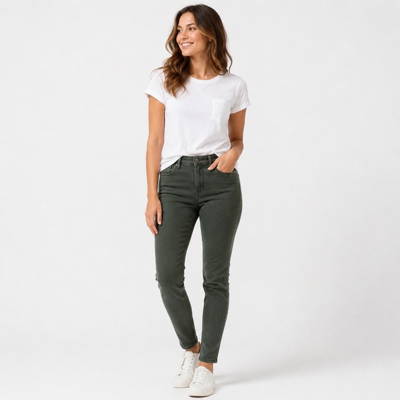 Maurices Denim - Maurices Womens Skinny Jeans Olive Green Mid‎ Rise Stretch Pants Size S-R (4-6)
